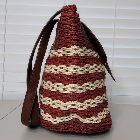 Sun N Sand Horizontal Striped Straw Summer Boho Hand Shoulder Bag - Picture 3 of 14